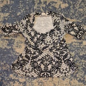 Elegant Black and White Lace Top